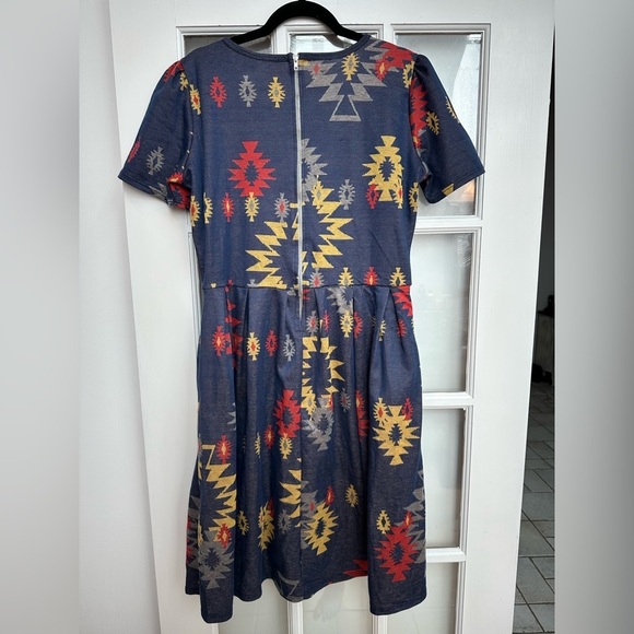 LuLaRoe Aztec Tribal Fit & Flare Amelia Dress Southwestern Jacquard Plus Size 2X - Picture 5 of 11